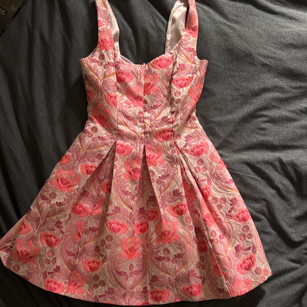 BEBE Floral Pink Brocade Dress